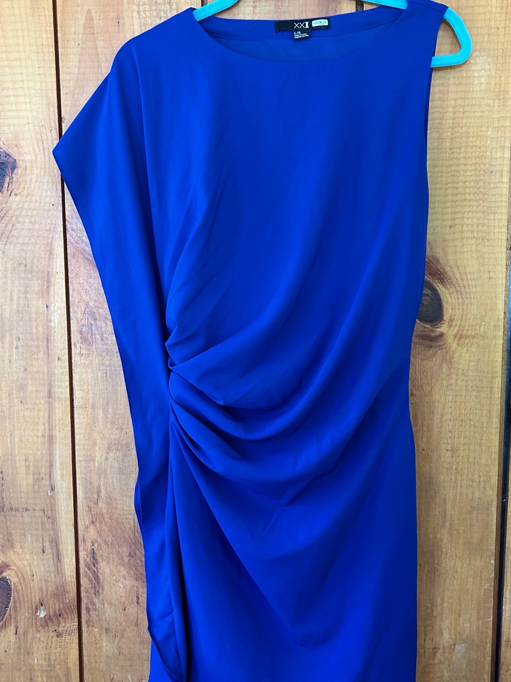 XXI Forever 21 Royal Blue Ruched Draped Bodycon Mini Dress Size L